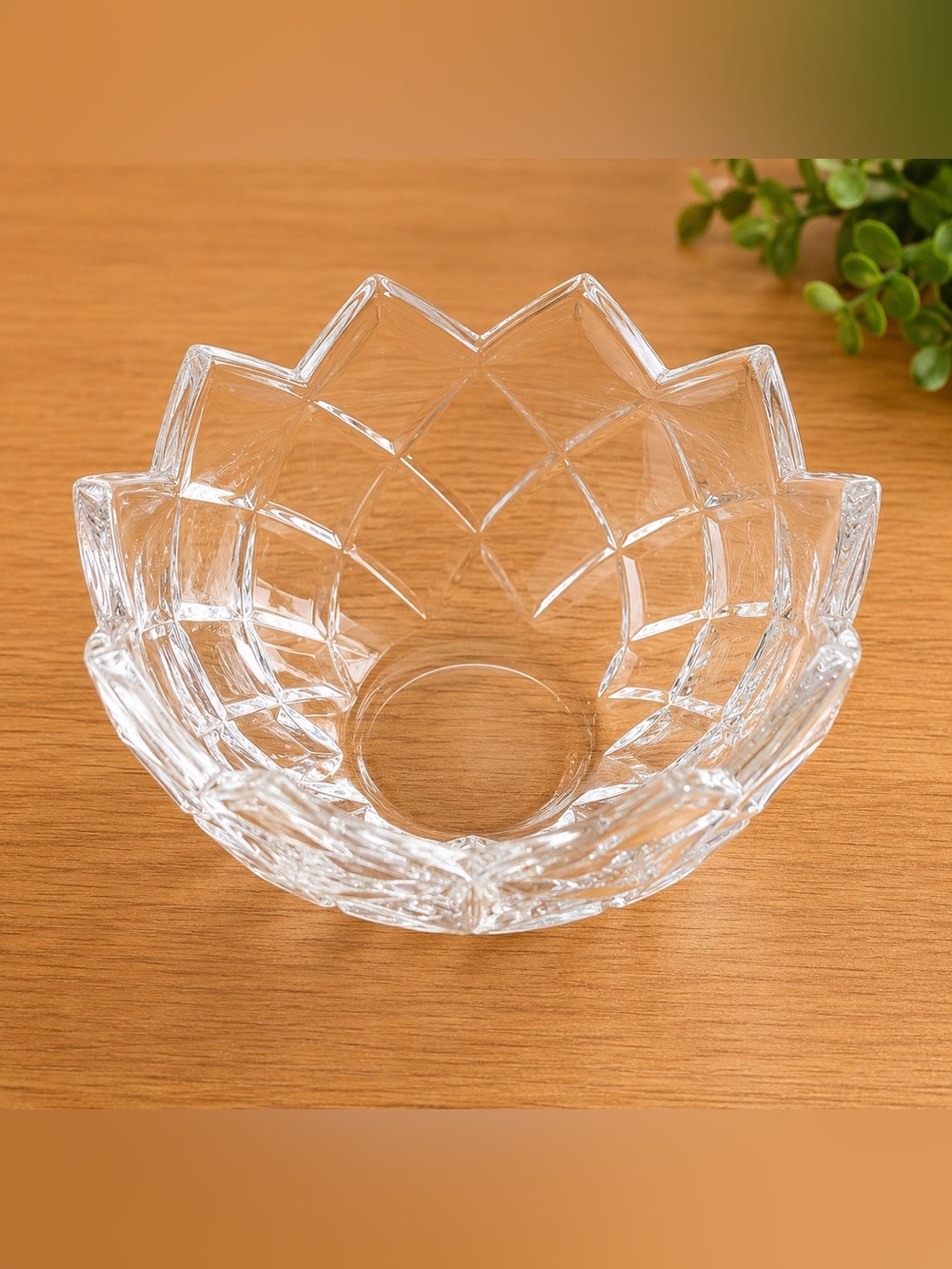 Nachtmann Lead Crystal Accent Bowl Lotus Flower 6" Round Germany Points